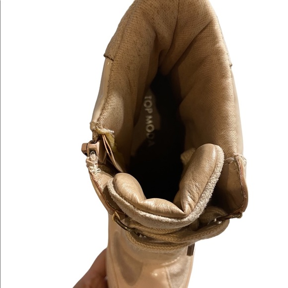 Womens Ankle boots chunky heel lace up combat boots size 5.5  nude - Picture 8 of 8